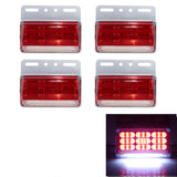 [4 PACK] LED S9001 24V Bright Marker Lights with White Down Light for Trucks and Machinery - Red - Automotive Noco
