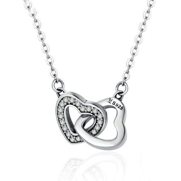 V Jewellery - Sterling Silver S925 Linked Love Heart Necklace N181 - Jewelry Noco