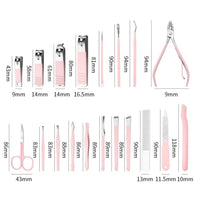 18 Piece Stainless Steel Nail Care Set Nail Clippers Deluxe Case Rose Gold Colour - Nail Care Noco