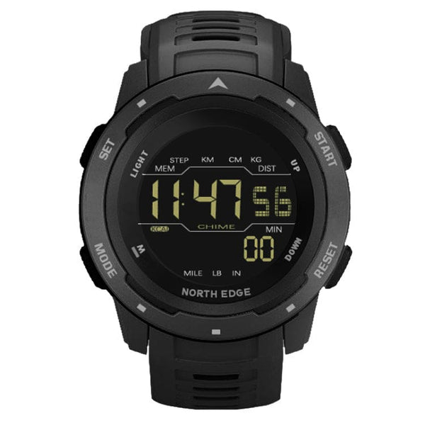North Edge Mars Rugged Digital Sports and Adventure Watch Fitness 50 Metres Waterproof Fitness Recording - Black - watch North Edge