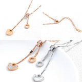 V Jewellery - K1477 Titanium Steel Heart Shape Pendant Necklace Pearl Shell Colour Inlay - Jewelry Noco