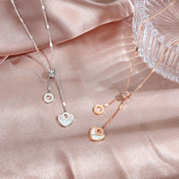 V Jewellery - K1477 Titanium Steel Heart Shape Pendant Necklace Pearl Shell Colour Inlay - Jewelry Noco