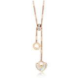 V Jewellery - K1477 Titanium Steel Heart Shape Pendant Necklace Pearl Shell Colour Inlay - Rose Gold - Jewelry Noco