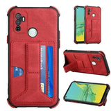 Shockproof Protective Rear Case with Card Slots for Oppo A53 / A33 2020 / A32 - Red - acc Noco