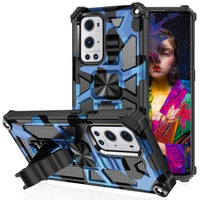 Shockproof Camo Folding Stand Rugged Cover Fold Away Stand - For Oppo A54 5G / A74 5G / A93 5G - Camo Blue - acc Noco
