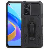 Oppo A36 4G A76 4G A96 4G Armor Rugged Protective Cover with Belt Clip/Stand - Black - Cover Noco