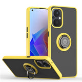 Oppo A36 4G A76 4G A96 4G - Q-Shadow Rear Cover Rotating Pull-Out Ring/Stand Semi-Transparent - Yellow - Cover Noco