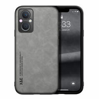 Oppo A96 5G - XE Leatherback Rear Cover Raised Bezel Protection Metal Plate for Magnetic Mounts - Grey - Cover Noco