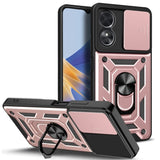 Oppo A17 Armor Sliding Camera Cover with Ring/Stand - Rose Pink - Cover Noco