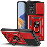 Oppo A17 Armor Sliding Camera Cover with Ring/Stand - Red - Cover Noco