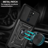 Armor Sliding Camera Cover Protective Case with Ring/Stand for Oppo A5 2020 / A9 2020 / A11X - acc Noco