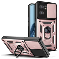 Oppo Find X5 Lite / Reno 7 5G Armor Sliding Camera Cover Protective Case with Ring/Stand - Rose Pink - Cover Noco