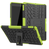 Rugged Shockproof Protective Tablet Cover Tread Pattern with Stand for Apple iPad 10.2 - Black and Green - acc Noco