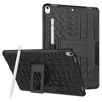 Rugged Shockproof Protective Tablet Cover Tread Pattern with Stand S-Pen holder for Apple iPad Air 10.5 2019 / iPad Pro 10.5 2017 - Black - 