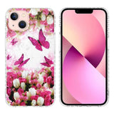 Apple iPhone 13 K16 Patterned Clear Protective Cover Cushioned Corner Protection - Pink Butterlfy - Cover Noco
