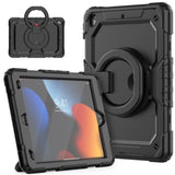 HD Rugged Shockproof Fully Enclosure Tablet Cover with Screen Protector with Stand/Handle/Strap for Apple iPad 10.2 (2021/2020/2019) - Black