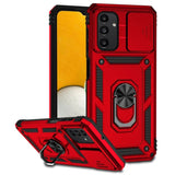 Armor Rugged Sliding Camera Cover with Metal Ring/Stand for Samsung Galaxy A13 4G - Red - Cover Noco