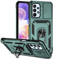 Armor Rugged Sliding Camera Cover with Metal Ring/Stand for Samsung Galaxy A23 - Green - Cover Noco