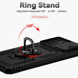 Armor Rugged Sliding Camera Cover with Metal Ring/Stand for Samsung Galaxy A23 - Cover Noco