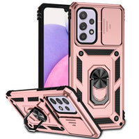 Armor Rugged Sliding Camera Cover with Metal Ring/Stand for Samsung Galaxy A33 5G - Pink - Cover Noco