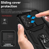 Armor Rugged Sliding Camera Cover with Metal Ring/Stand for Samsung Galaxy A73 5G - Cover Noco