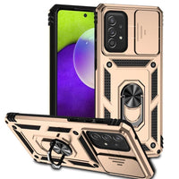 Armor Rugged Sliding Camera Cover with Metal Ring/Stand for Samsung Galaxy A73 5G - Gold - Cover Noco