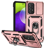 Armor Rugged Sliding Camera Cover with Metal Ring/Stand for Samsung Galaxy A73 5G - Pink - Cover Noco