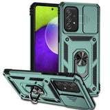Armor Rugged Sliding Camera Cover with Metal Ring/Stand for Samsung Galaxy A73 5G - Green - Cover Noco
