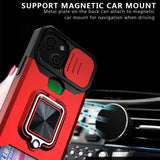 Rugged Protective Cover Sliding Camera Cover Metal Ring/Stand Card Slot for Apple iPhone 13 - acc Noco