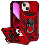 Apple iPhone 14 PLUS - Armor Rugged Sliding Camera Cover with Metal Ring/Stand - Red - Cover Noco