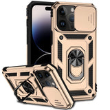 Apple iPhone 14 PRO MAX - Armor Rugged Sliding Camera Cover with Metal Ring/Stand - Gold - Cover Noco