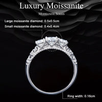 V Jewellery - Triple Moissanite 1.1 Carat Gems S925 Sterling Silver Ring White Gold Plated R009 - Jewelry Noco