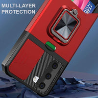 Rugged Protective Cover Sliding Camera Cover Metal Ring/Stand Card Slot for Samsung Galaxy S21+ - acc Noco