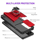 Rugged Protective Cover Sliding Camera Cover Metal Ring/Stand Card Slot for Samsung Galaxy S21 Ultra - acc Noco