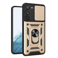 Samsung Galaxy S23 5G Rugged Protective Cover Sliding Camera Cover Metal Ring/Stand - Gold - Cover Noco