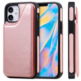 Shockproof Protective Case with Rear Wallet Card Holder for Apple iPhone 12 Mini - Rose Pink - acc Noco