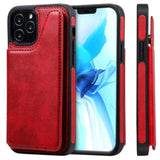 Shockproof Protective Case with Rear Wallet Card Holder for Apple iPhone 12 / iPhone 12 Pro - Red - acc Noco