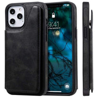 Shockproof Protective Case with Rear Wallet Card Holder for Apple iPhone 12 Pro Max - Black - acc Noco