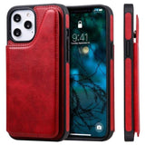 Shockproof Protective Case with Rear Wallet Card Holder for Apple iPhone 12 Pro Max - Red - acc Noco