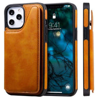 Shockproof Protective Case with Rear Wallet Card Holder for Apple iPhone 12 Pro Max - Brown - acc Noco