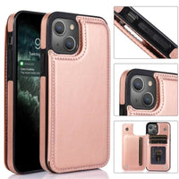 Shockproof Protective Case with Rear Wallet Card Holder for Apple iPhone 13 - Rose Pink - acc Noco