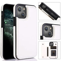 Shockproof Protective Case with Rear Wallet Card Holder for Apple iPhone 13 - White - acc Noco
