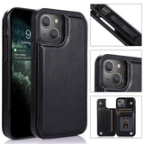 Shockproof Protective Case with Rear Wallet Card Holder for Apple iPhone 13 - Black - acc Noco