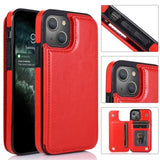 Shockproof Protective Case with Rear Wallet Card Holder for Apple iPhone 13 Mini - Red - acc Noco