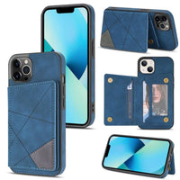 Apple iPhone 13 Pro - Rhombus Shockproof Protective Case with Rear Wallet Card Holder - Blue - Cover Noco