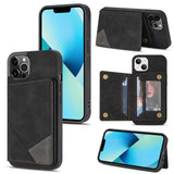 Apple iPhone 13 Pro - Rhombus Shockproof Protective Case with Rear Wallet Card Holder - Black - Cover Noco