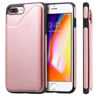 Shockproof Protective Case with Rear Wallet Card Holder for Apple iPhone 7 Plus / iPhone Plus - Rose Pink - acc Noco
