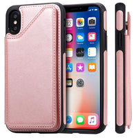 Shockproof Protective Case with Rear Wallet Card Holder for Apple iPhone X / iPhone XS - Rose Pink - acc Noco