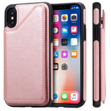 Shockproof Protective Case with Rear Wallet Card Holder for Apple iPhone X / iPhone XS - Rose Pink - acc Noco