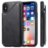 Shockproof Protective Case with Rear Wallet Card Holder for Apple iPhone X / iPhone XS - Black - acc Noco